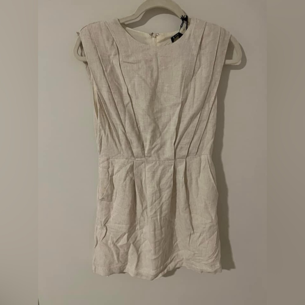 Cream linen mini dress